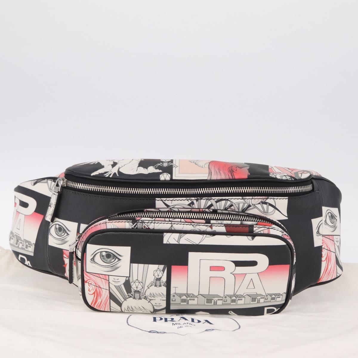 PRADA James Jean Collaboration Body Bag Leather Multicolor Silver Auth 210642M