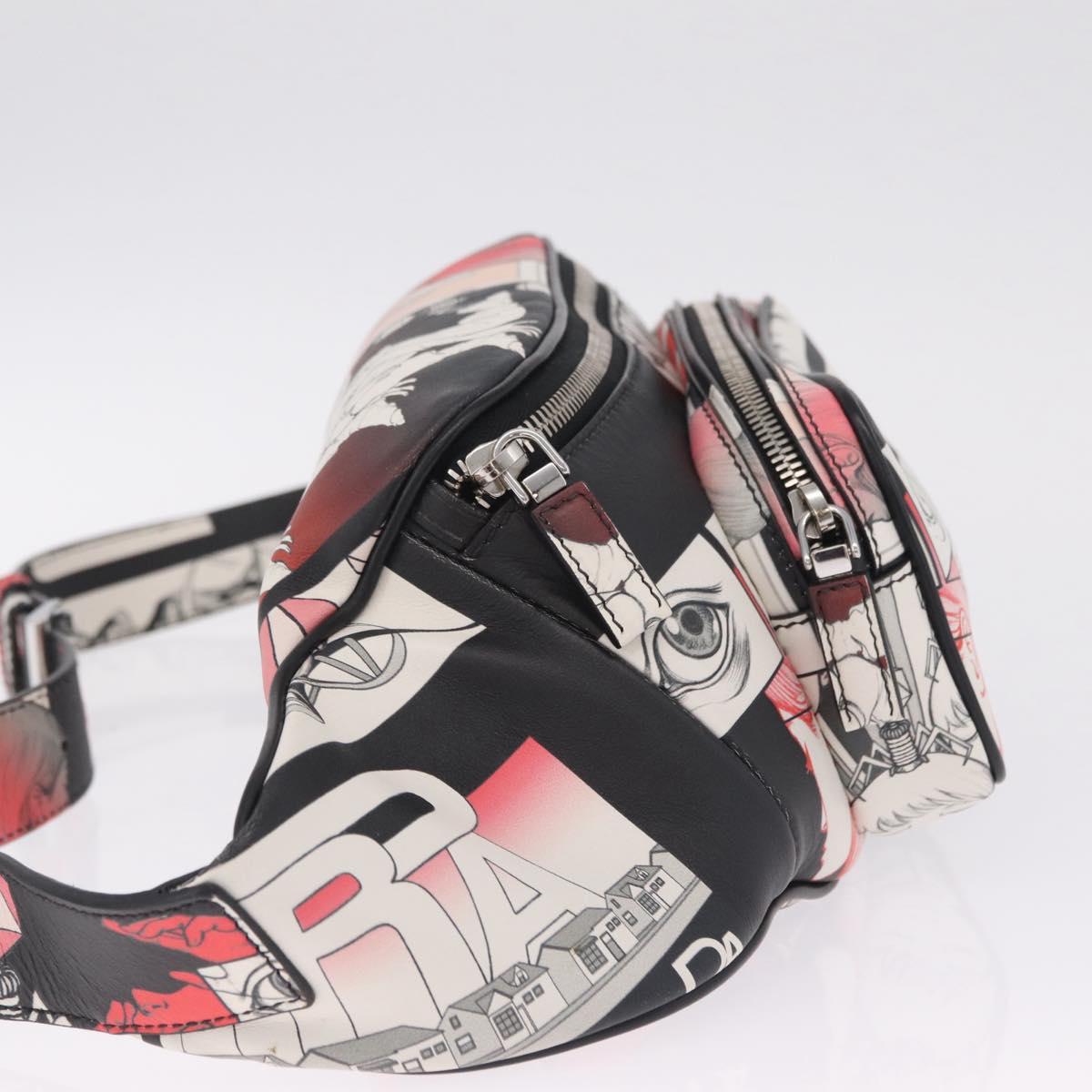 PRADA James Jean Collaboration Body Bag Leather Multicolor Silver Auth 210642M