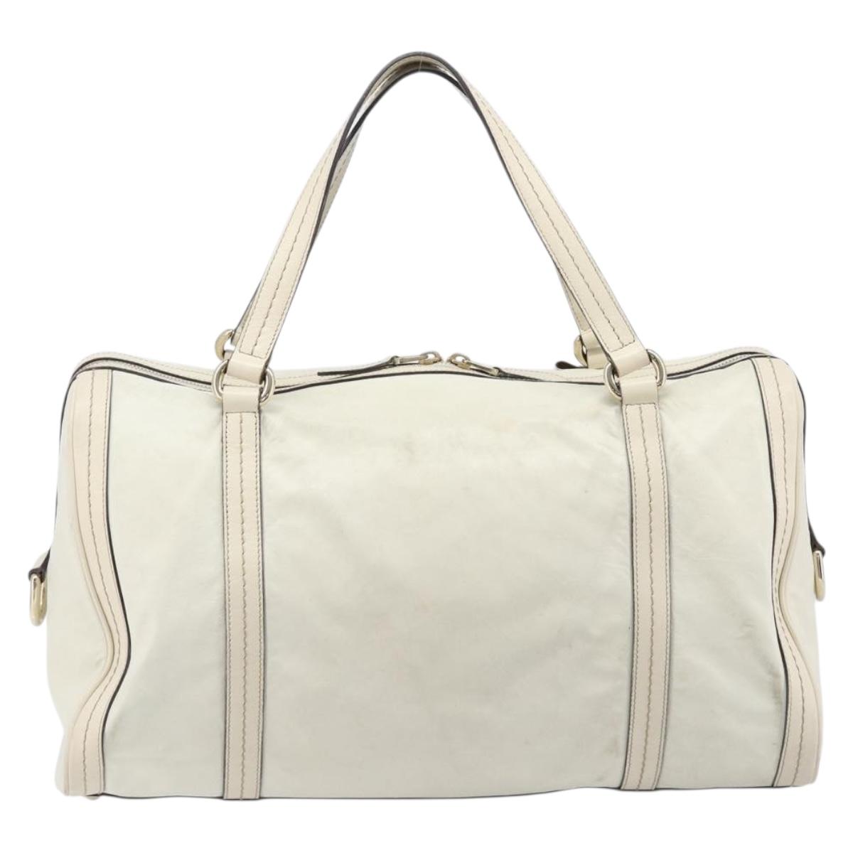 GUCCI Duchess Hysteria Hand Bag Leather White Gold 181488 Auth 210643