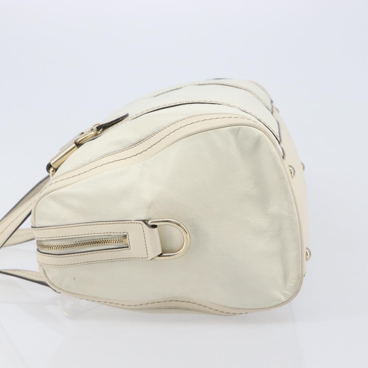 GUCCI Duchess Hysteria Hand Bag Leather White Gold 181488 Auth 210643