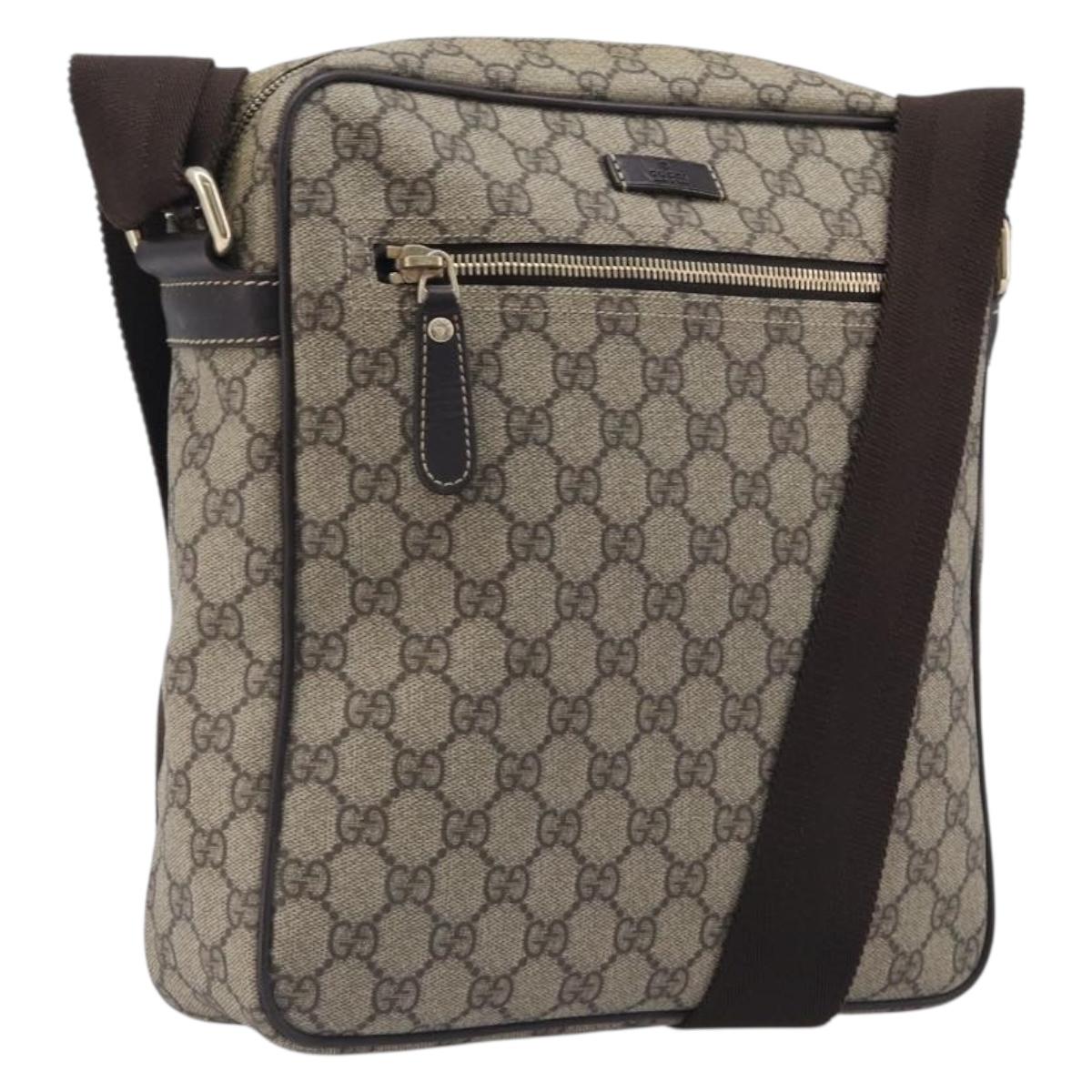 GUCCI GG Supreme Shoulder Bag PVC Beige Gold 201448 Auth 210644A