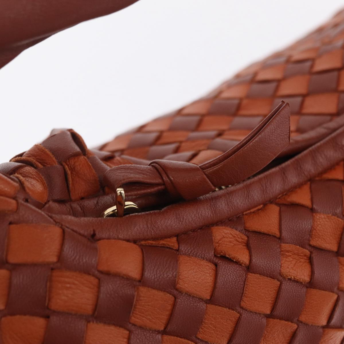 Bottega Veneta INTRECCIATO Hobo Bag Leather Brown Gold 115653 Auth 210646V