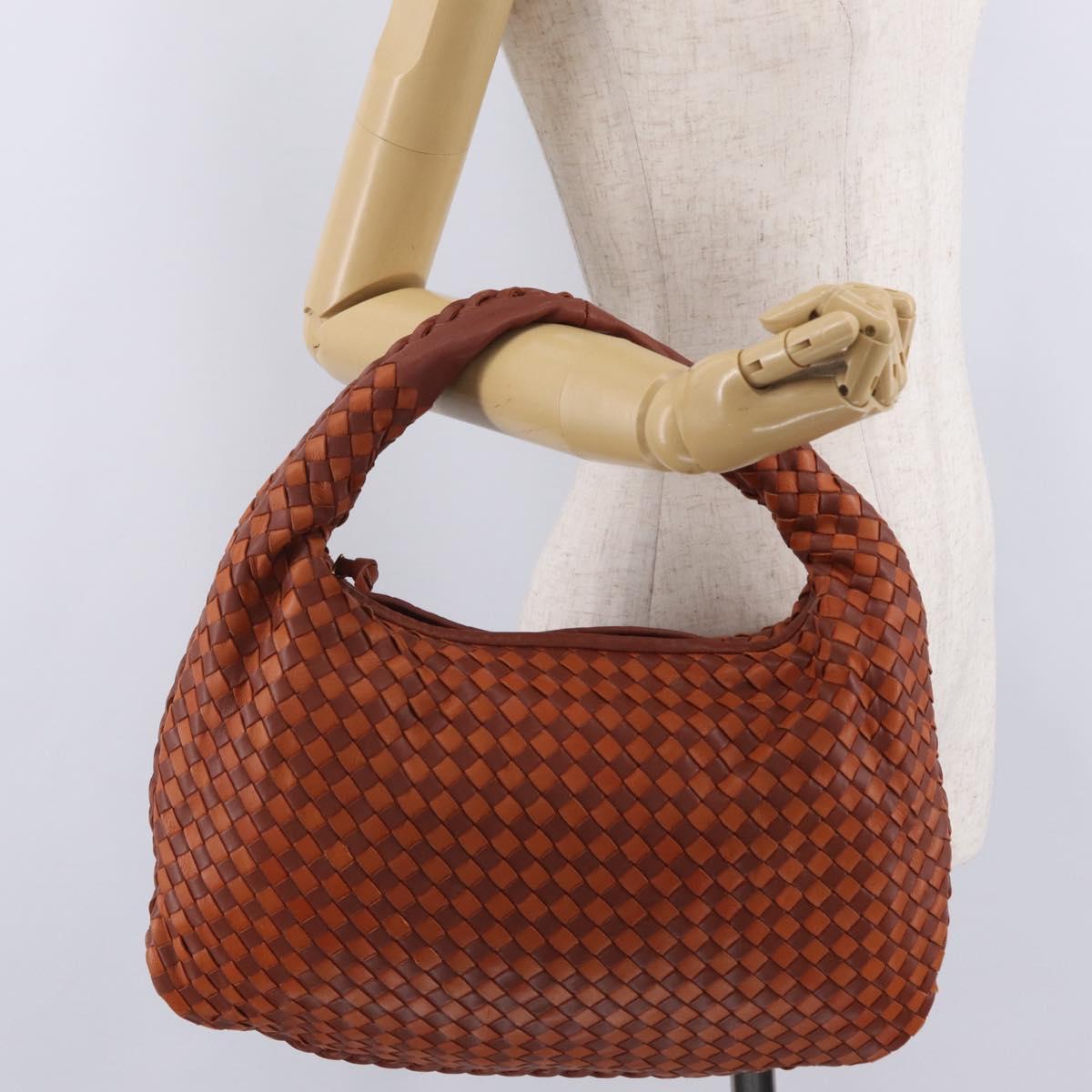 Bottega Veneta INTRECCIATO Hobo Bag Leather Brown Gold 115653 Auth 210646V
