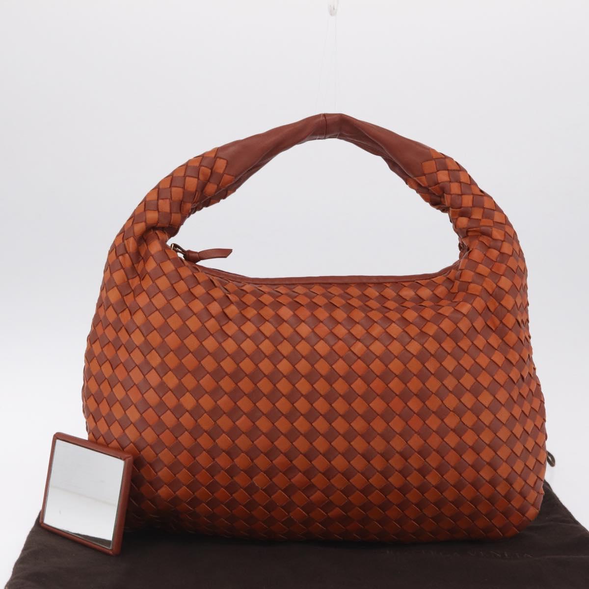 Bottega Veneta INTRECCIATO Hobo Bag Leather Brown Gold 115653 Auth 210646V