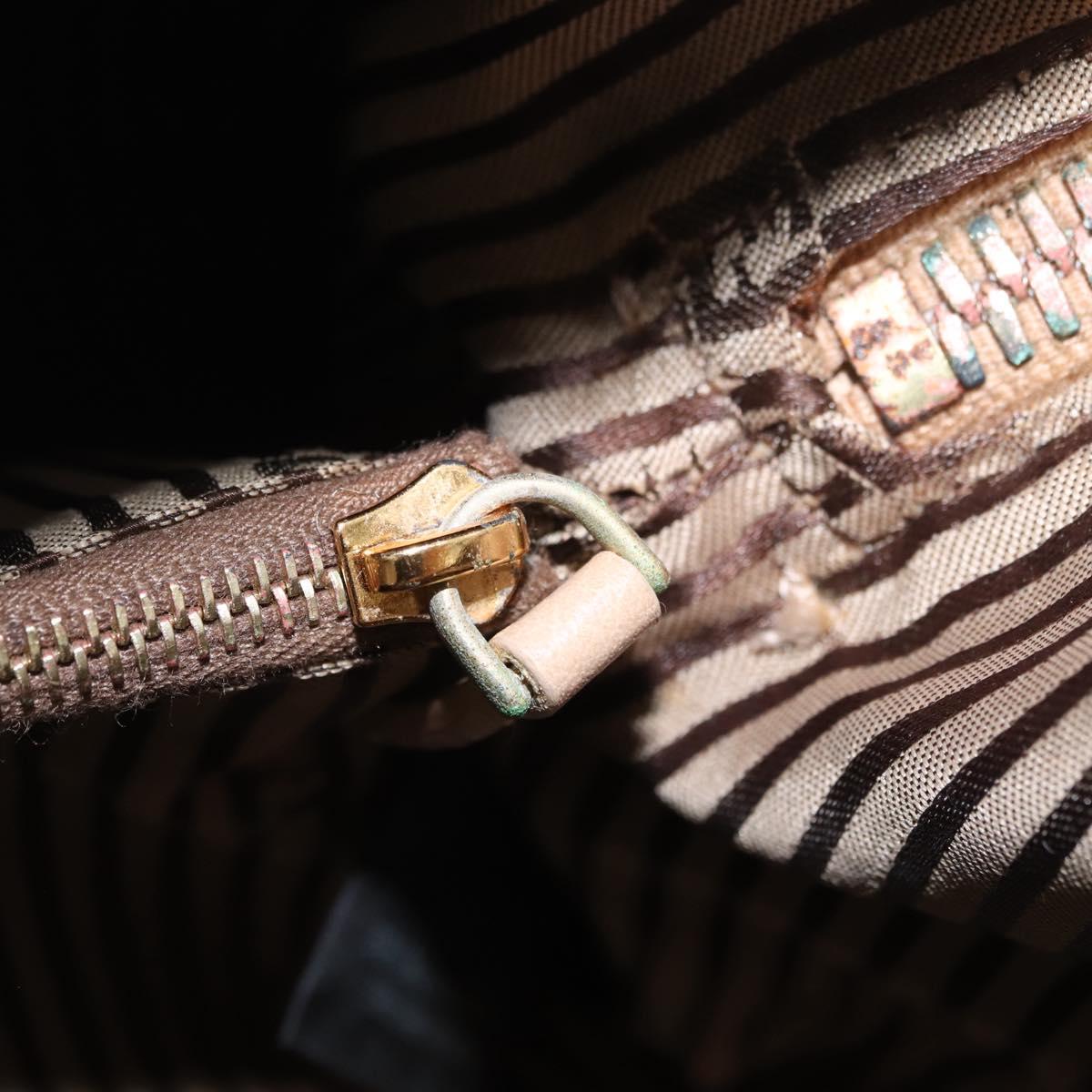 FENDI Chameleon Hand Bag Leather 2way Beige Gold F83 138 Auth 210647V
