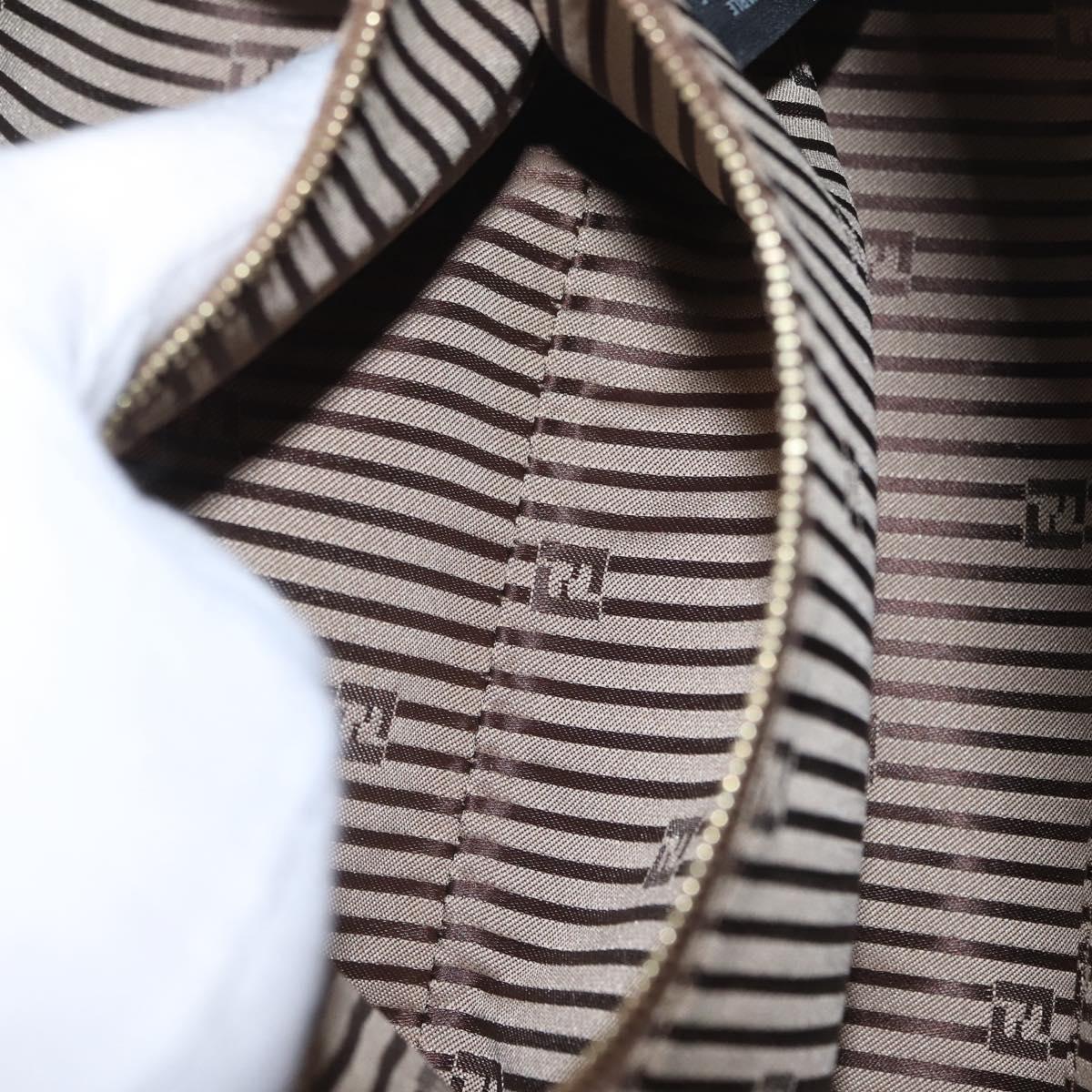 FENDI Chameleon Hand Bag Leather 2way Beige Gold F83 138 Auth 210647V