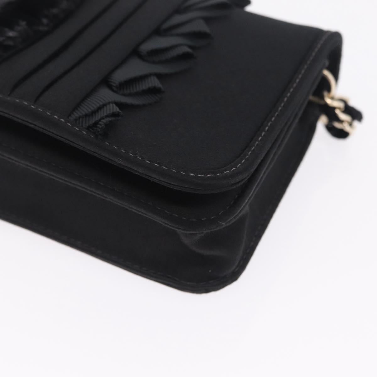 CHANEL Chain Shoulder Bag Satin Black Gold CC Auth 210649M