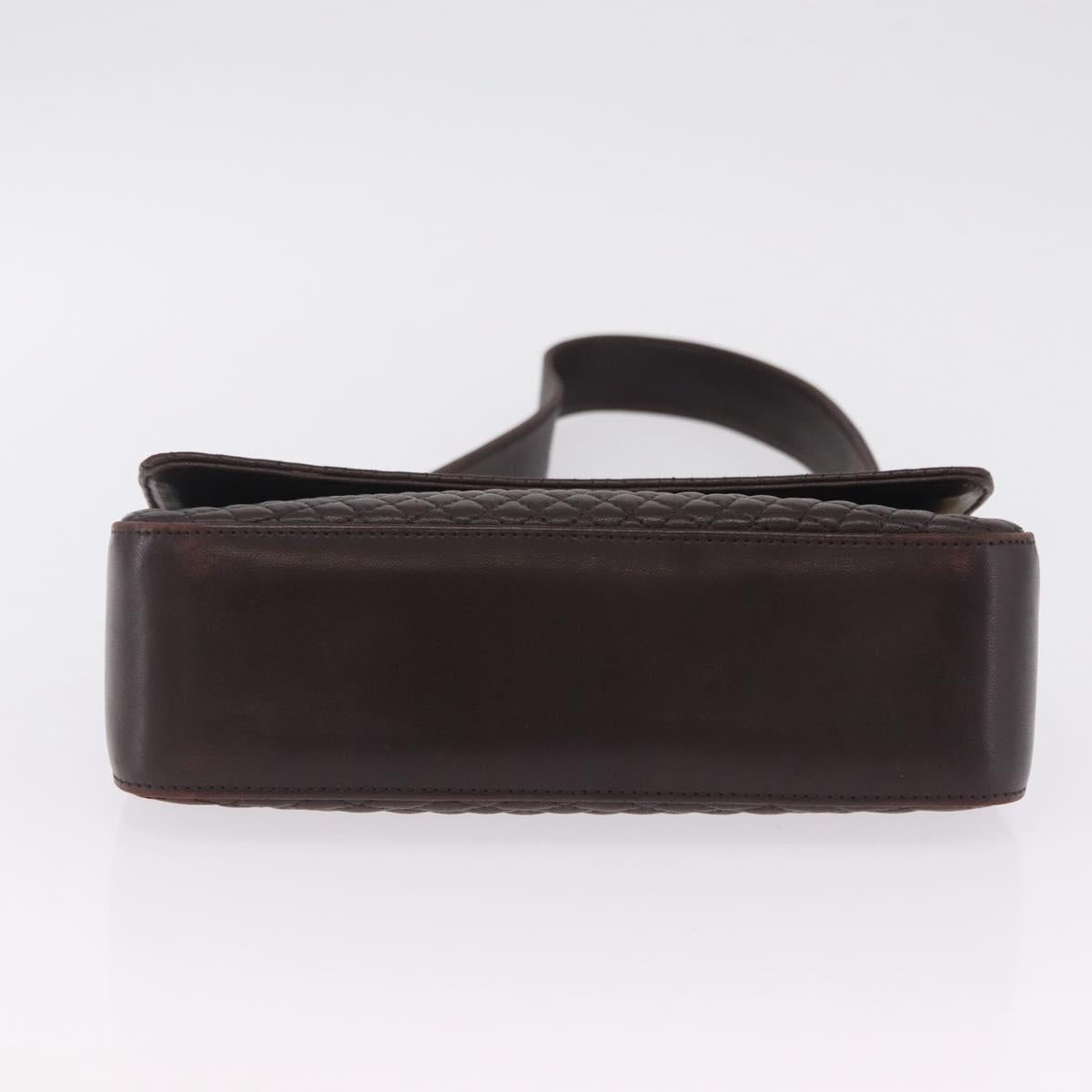 Bally Shoulder Bag Leather Brown Gold Auth 210650A