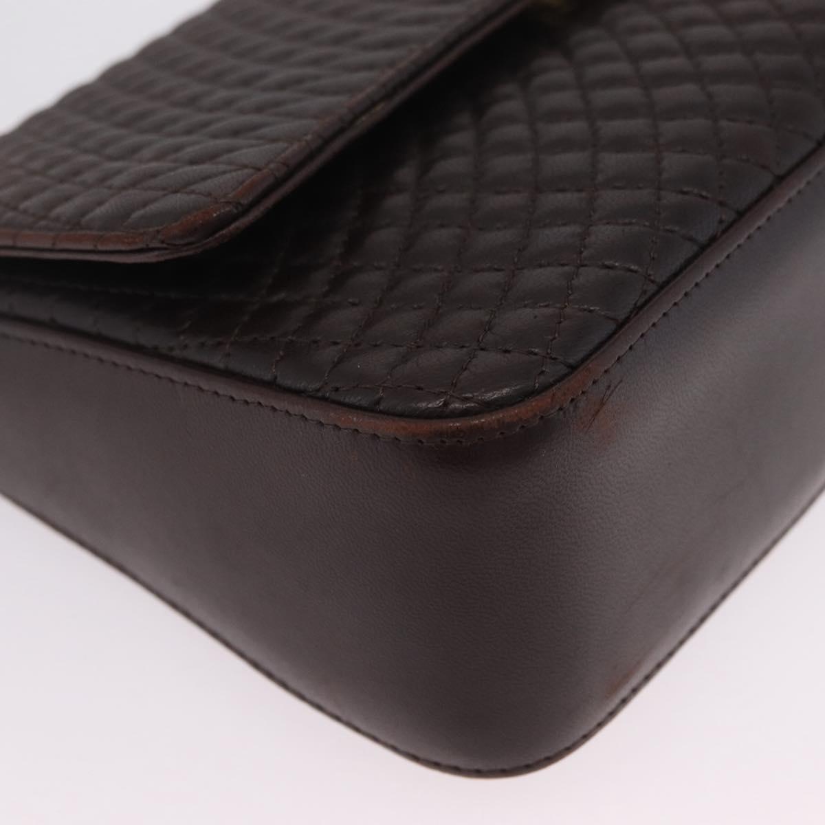 Bally Shoulder Bag Leather Brown Gold Auth 210650A