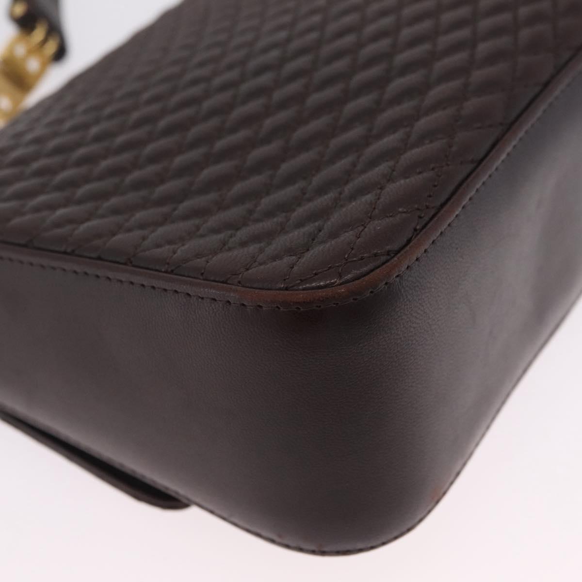 Bally Shoulder Bag Leather Brown Gold Auth 210650A