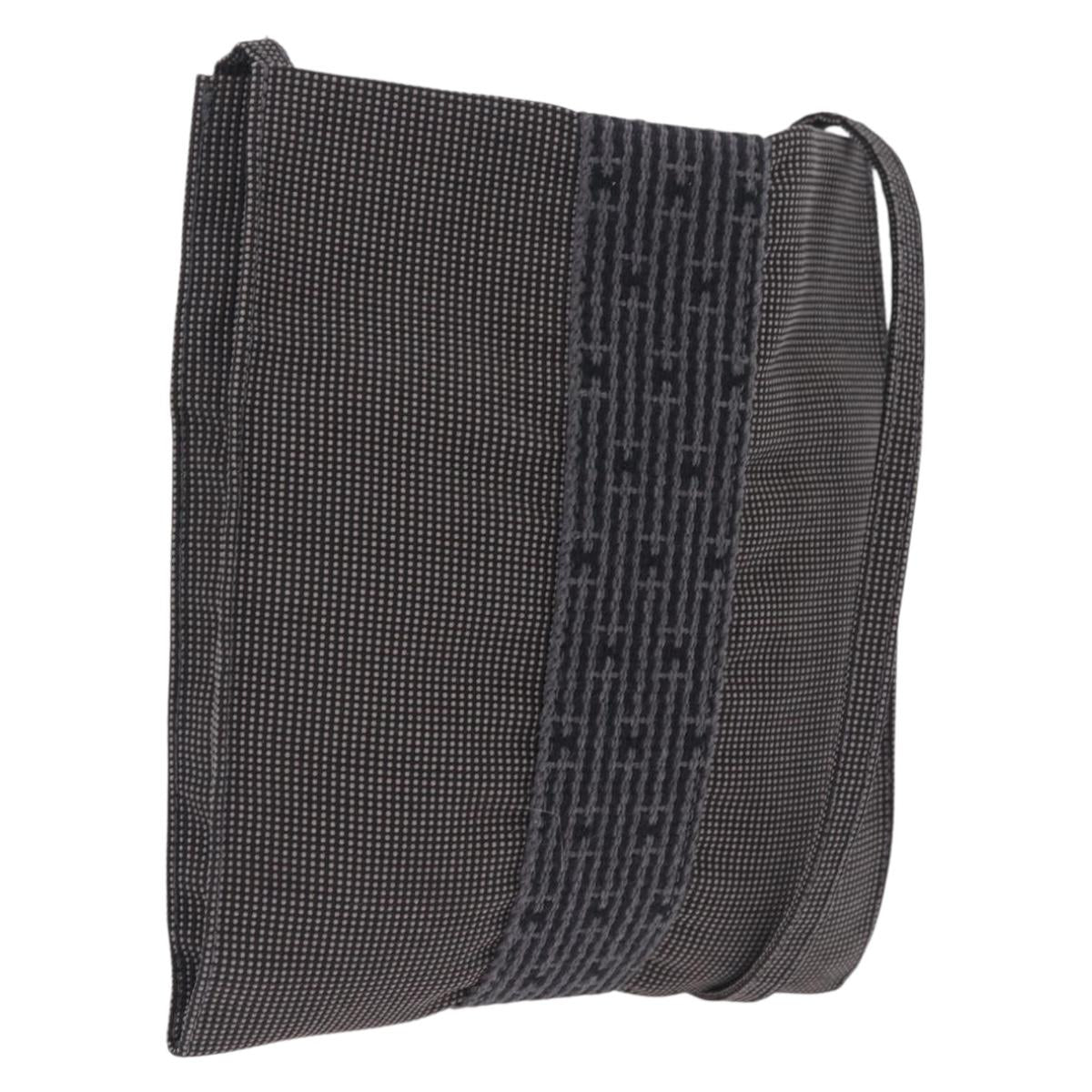 HERMES Her Line Pochette Shoulder Bag Canvas Gray Auth 210653A