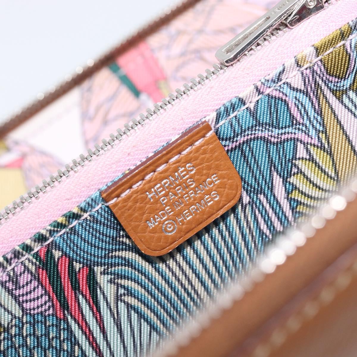 HERMES Azap Silk in Wallet Leather Brown Silver Auth 210655