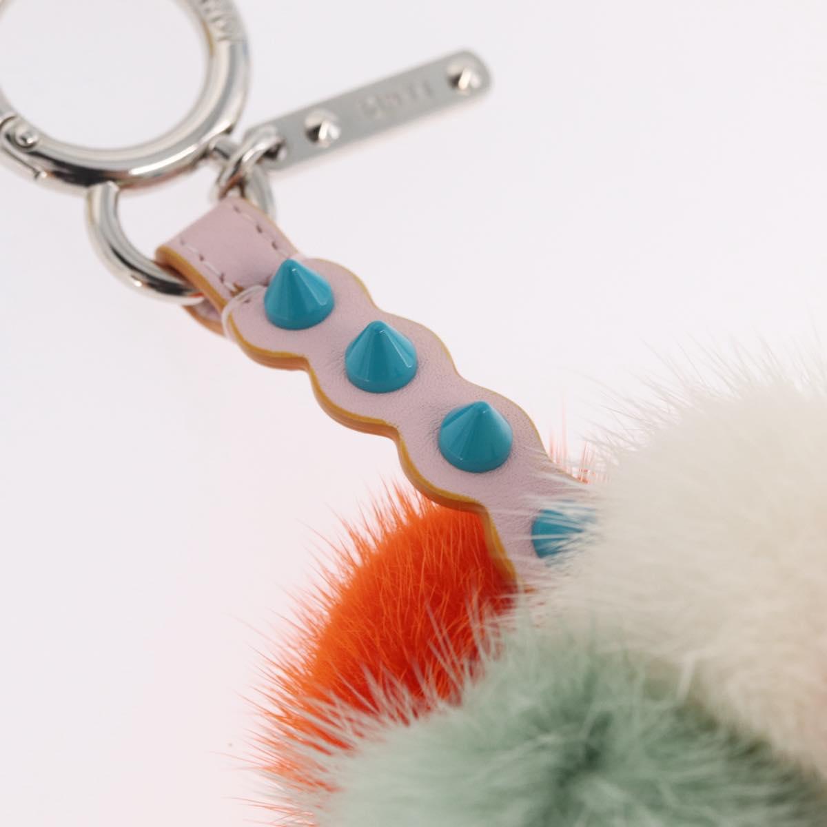 FENDI Ice Cream Bag Charm Leather Purple Silver Auth 210659M