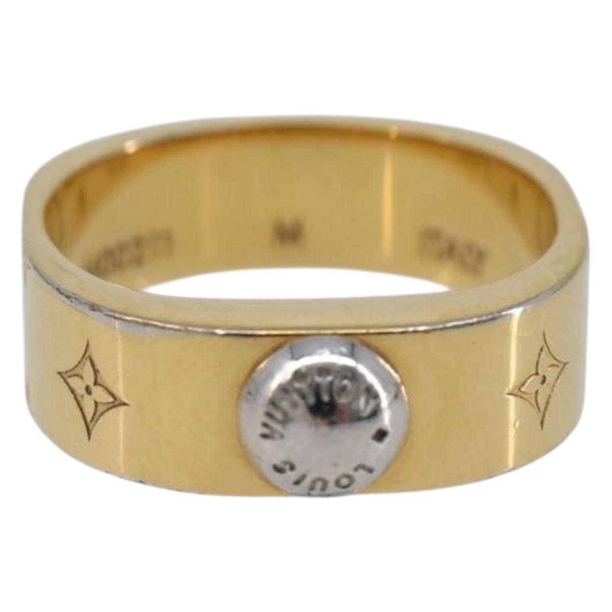 LOUIS VUITTON Nanogram Ring metal Gold LV Auth 210661