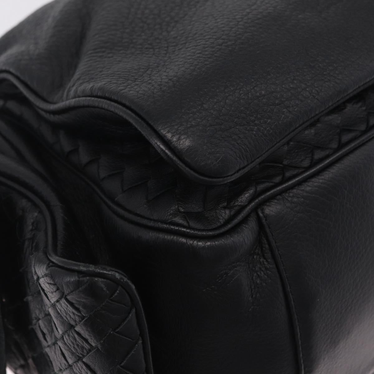 Bottega Veneta INTRECCIATO Hand Bag Leather Black 144413 Auth 210663V
