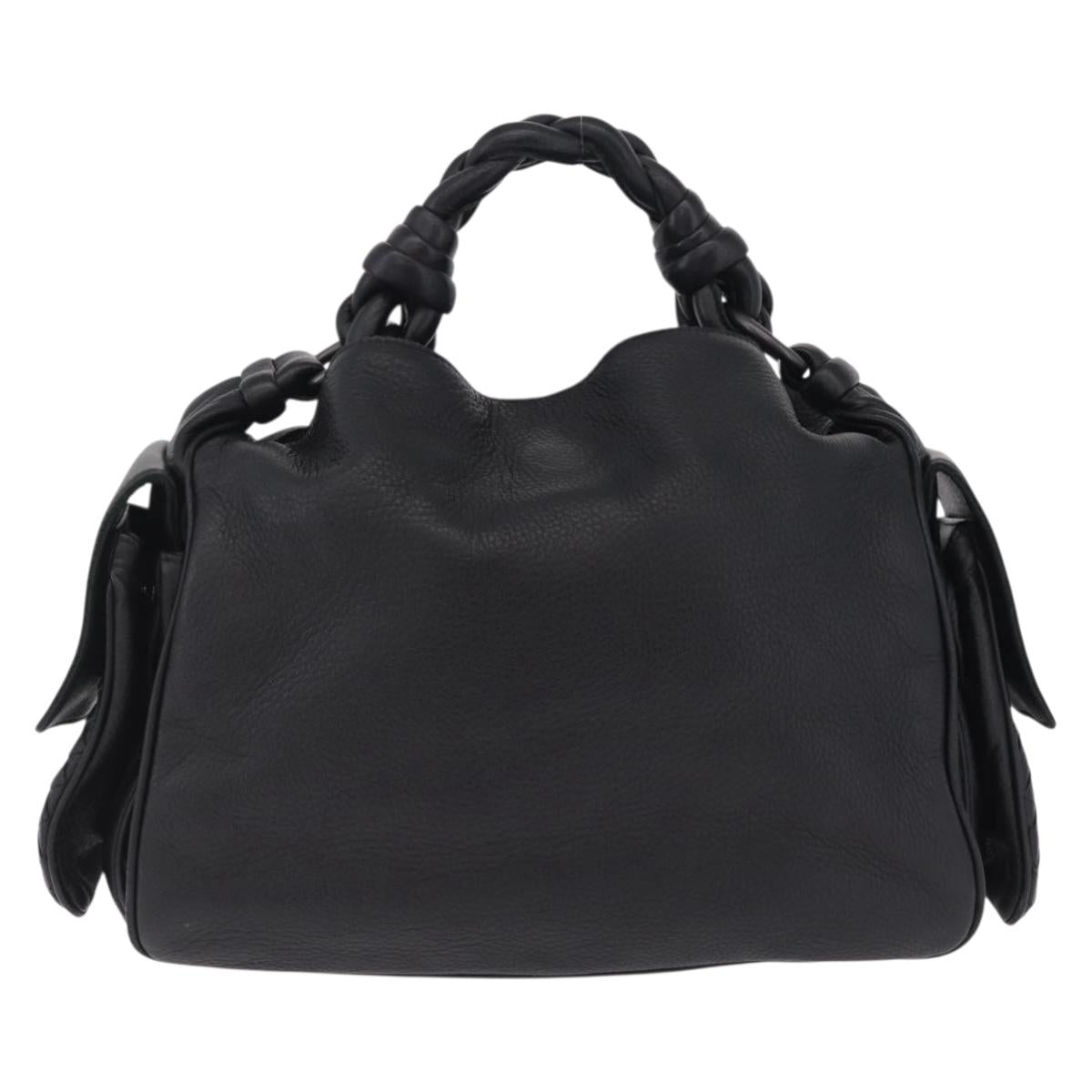 Bottega Veneta INTRECCIATO Hand Bag Leather Black 144413 Auth 210663V