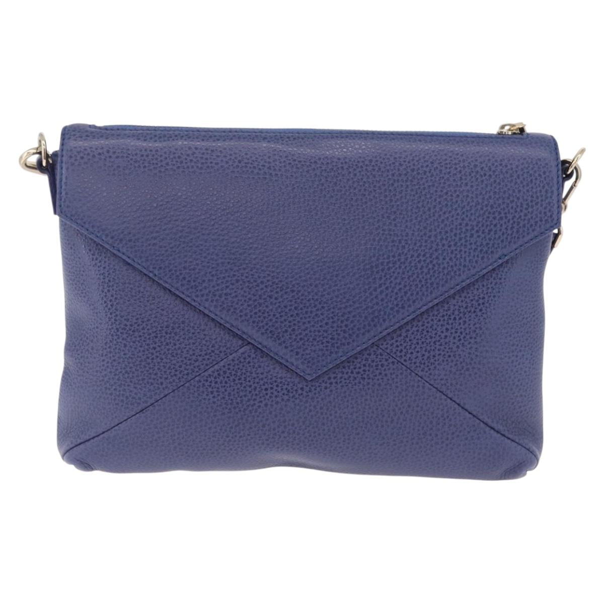 Vivienne Westwood Shoulder Bag Leather Blue Gold Auth 210665A