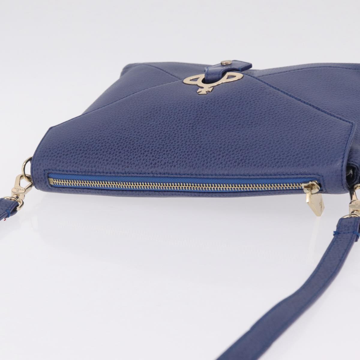 Vivienne Westwood Shoulder Bag Leather Blue Gold Auth 210665A