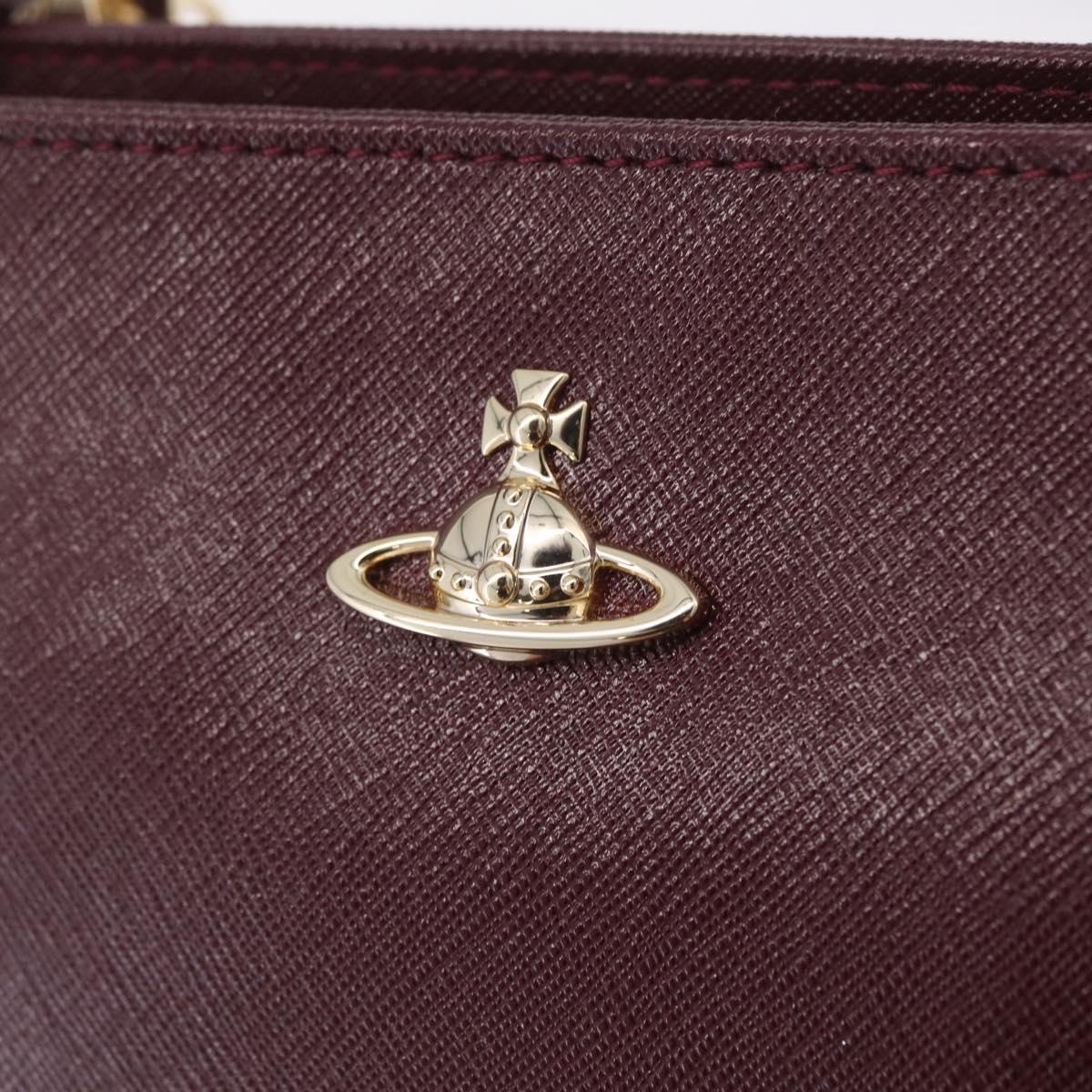 Vivienne Westwood Shoulder Bag Leather Bordeaux Gold Auth 210668A