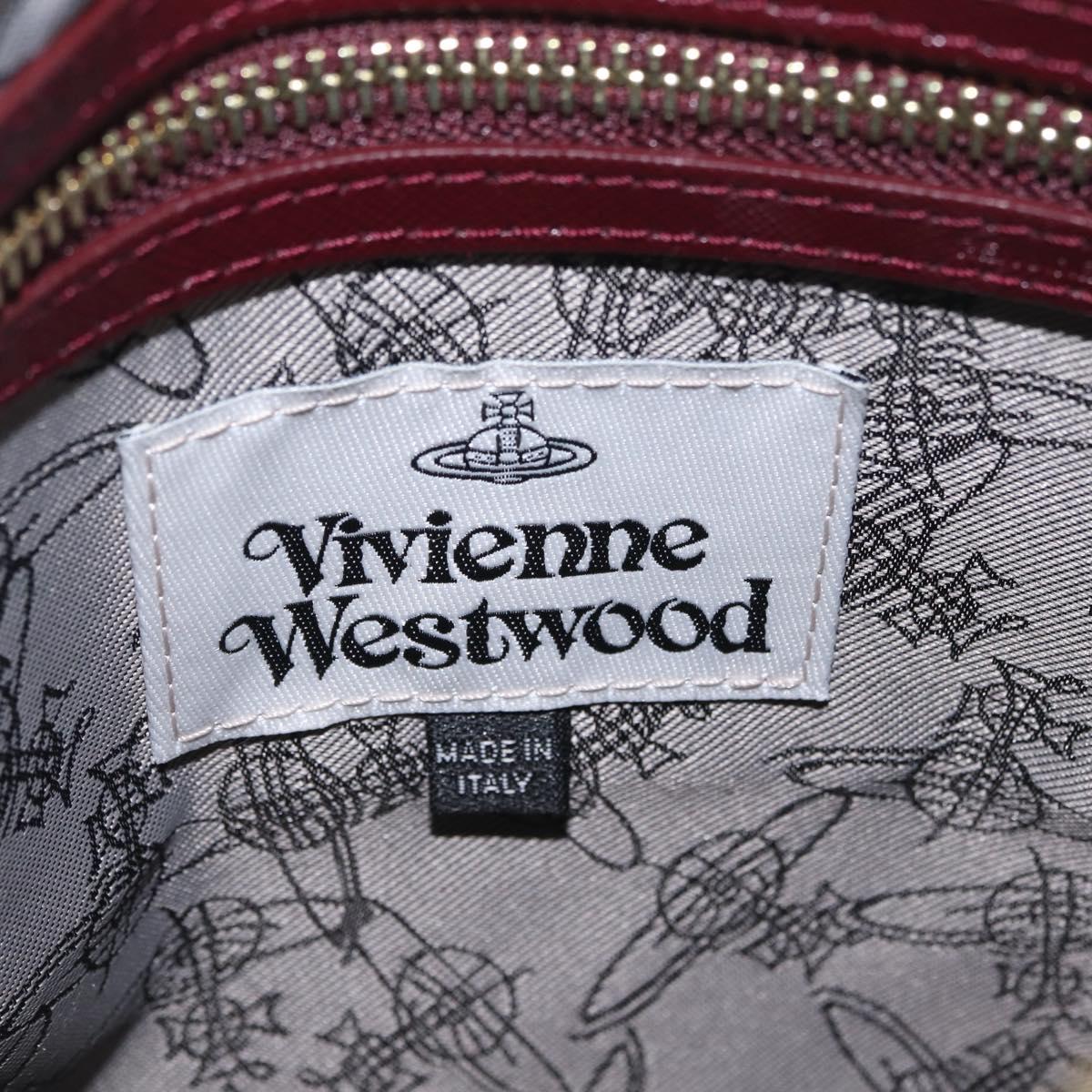 Vivienne Westwood Shoulder Bag Leather Bordeaux Gold Auth 210668A
