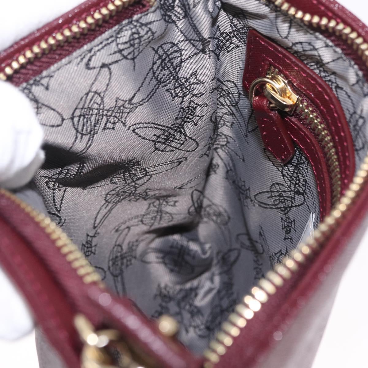 Vivienne Westwood Shoulder Bag Leather Bordeaux Gold Auth 210668A