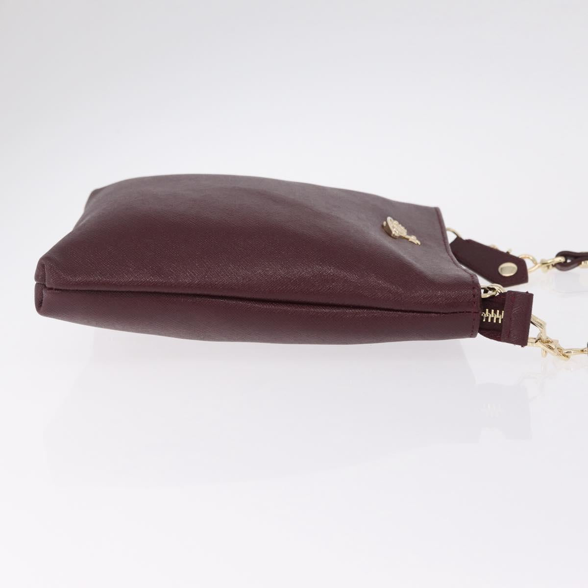 Vivienne Westwood Shoulder Bag Leather Bordeaux Gold Auth 210668A