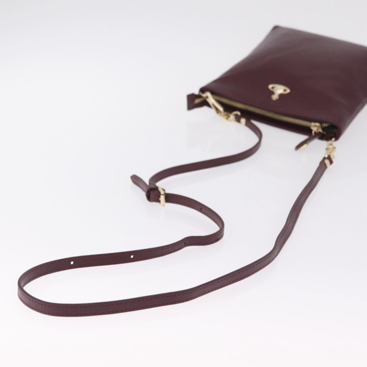 Vivienne Westwood Shoulder Bag Leather Bordeaux Gold Auth 210668A