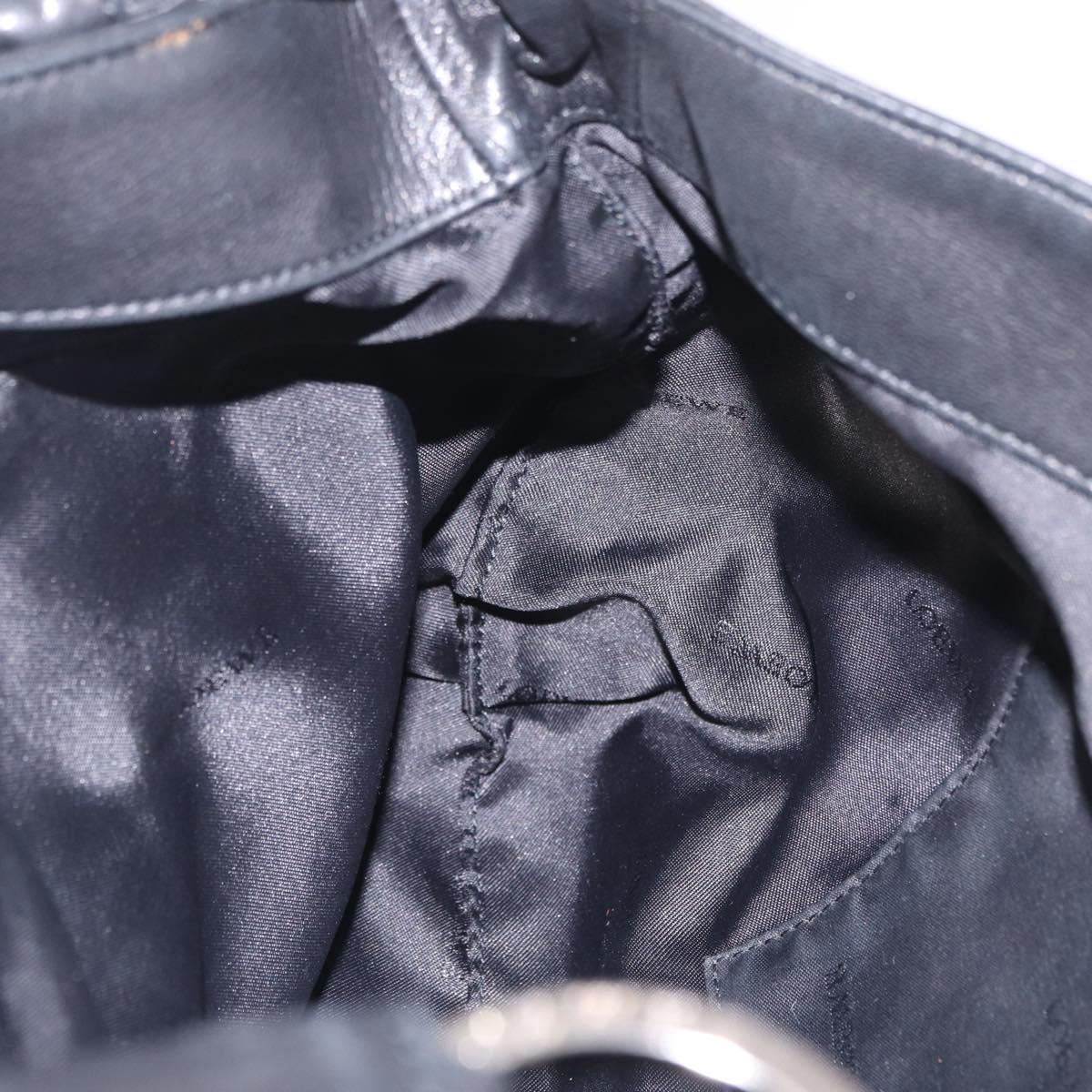 LOEWE Shoulder Bag Leather Black Silver Auth 210669A