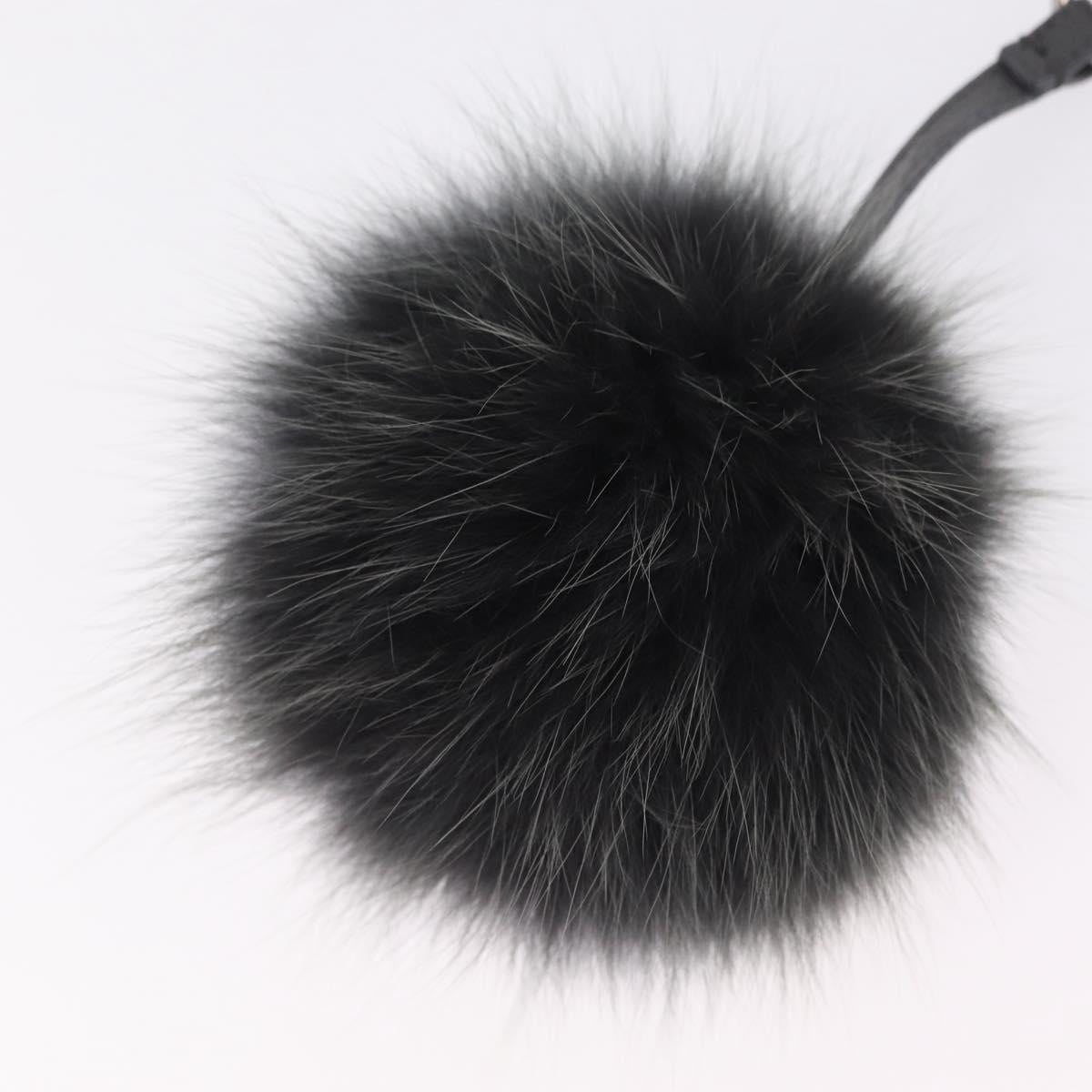 FENDI Bag Charm fur Gray Silver Auth 210671M
