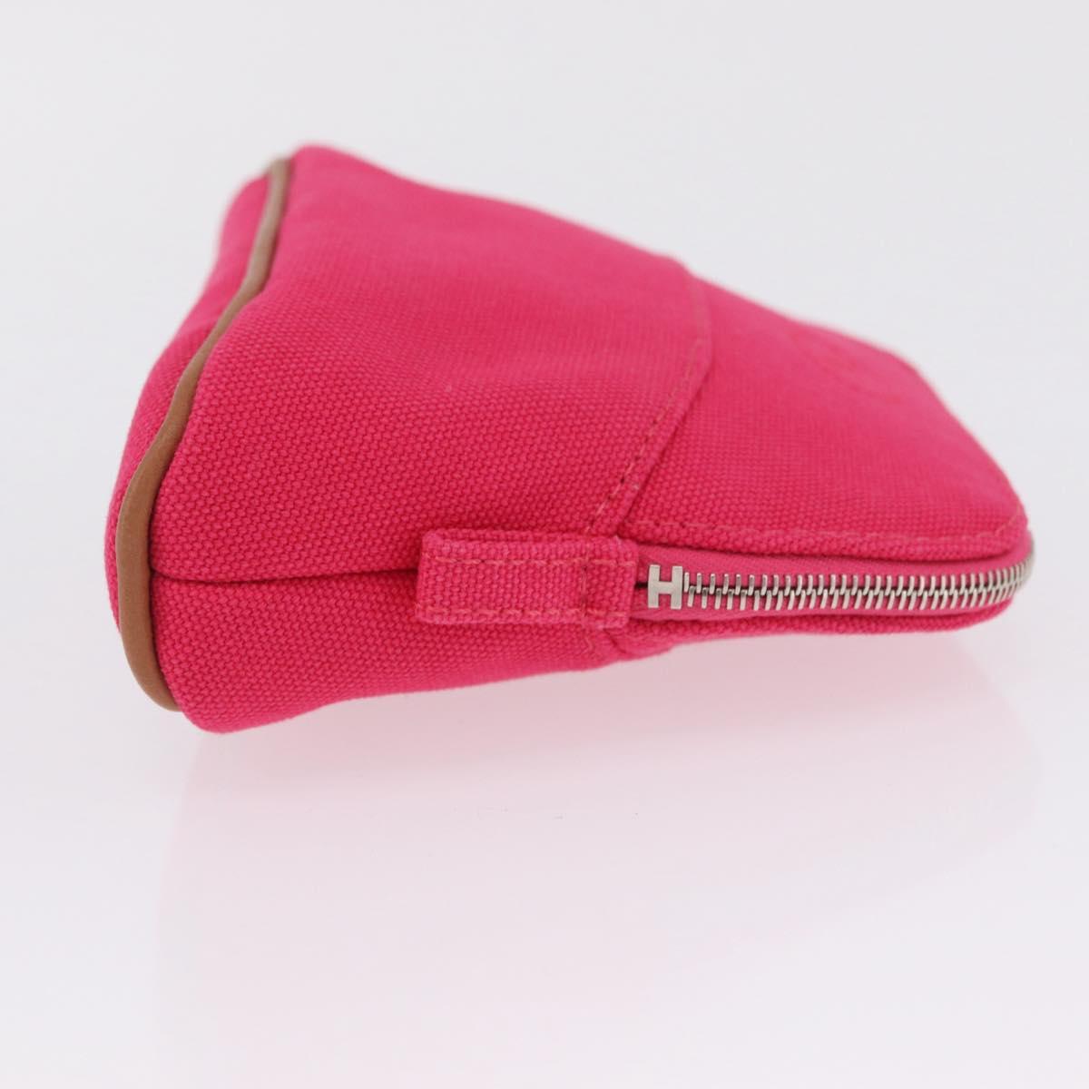 HERMES Bolide 16 Pouch Canvas Pink Silver Auth 210672V