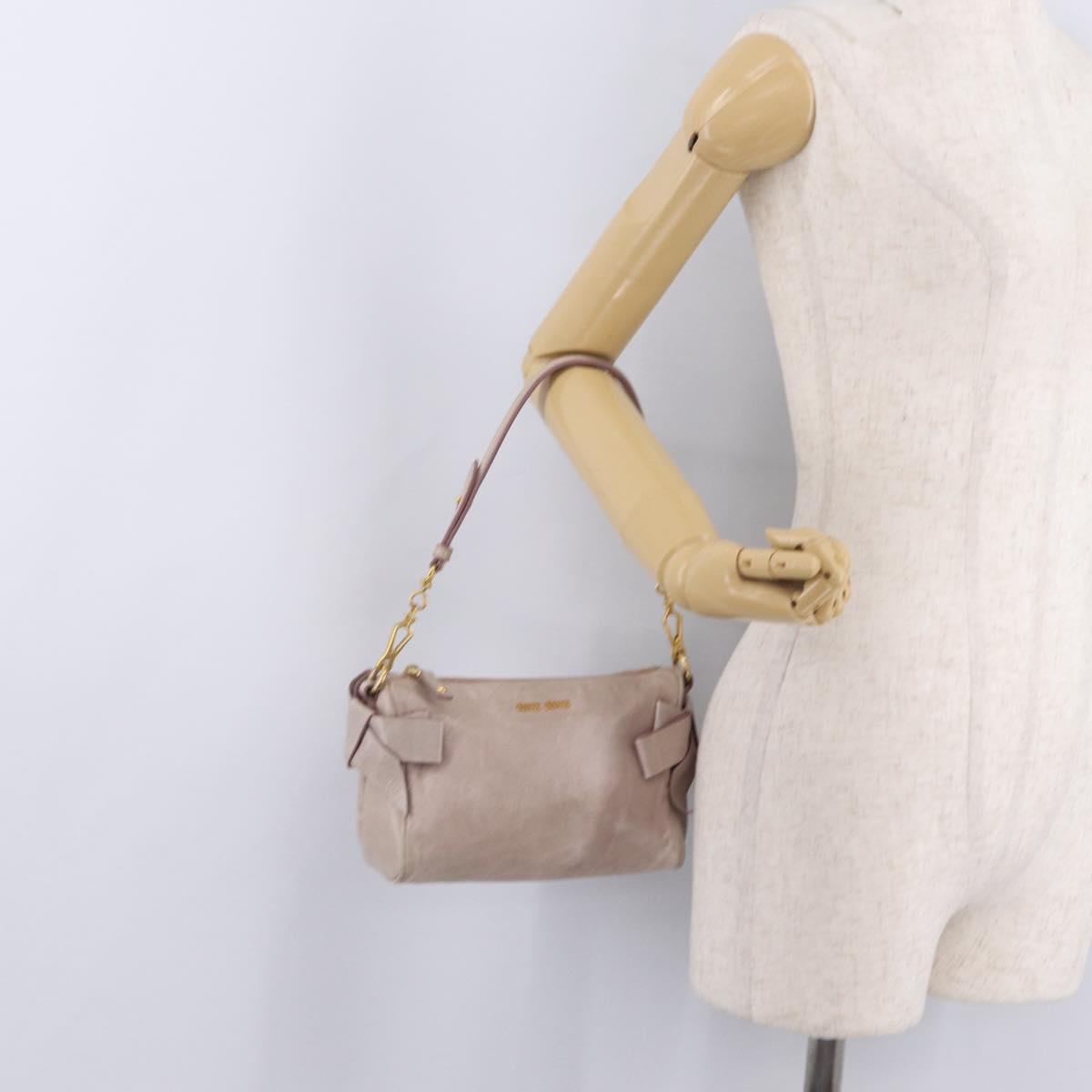 Miu Miu Shoulder Bag Vitellolux Pink Gold Auth 210676A