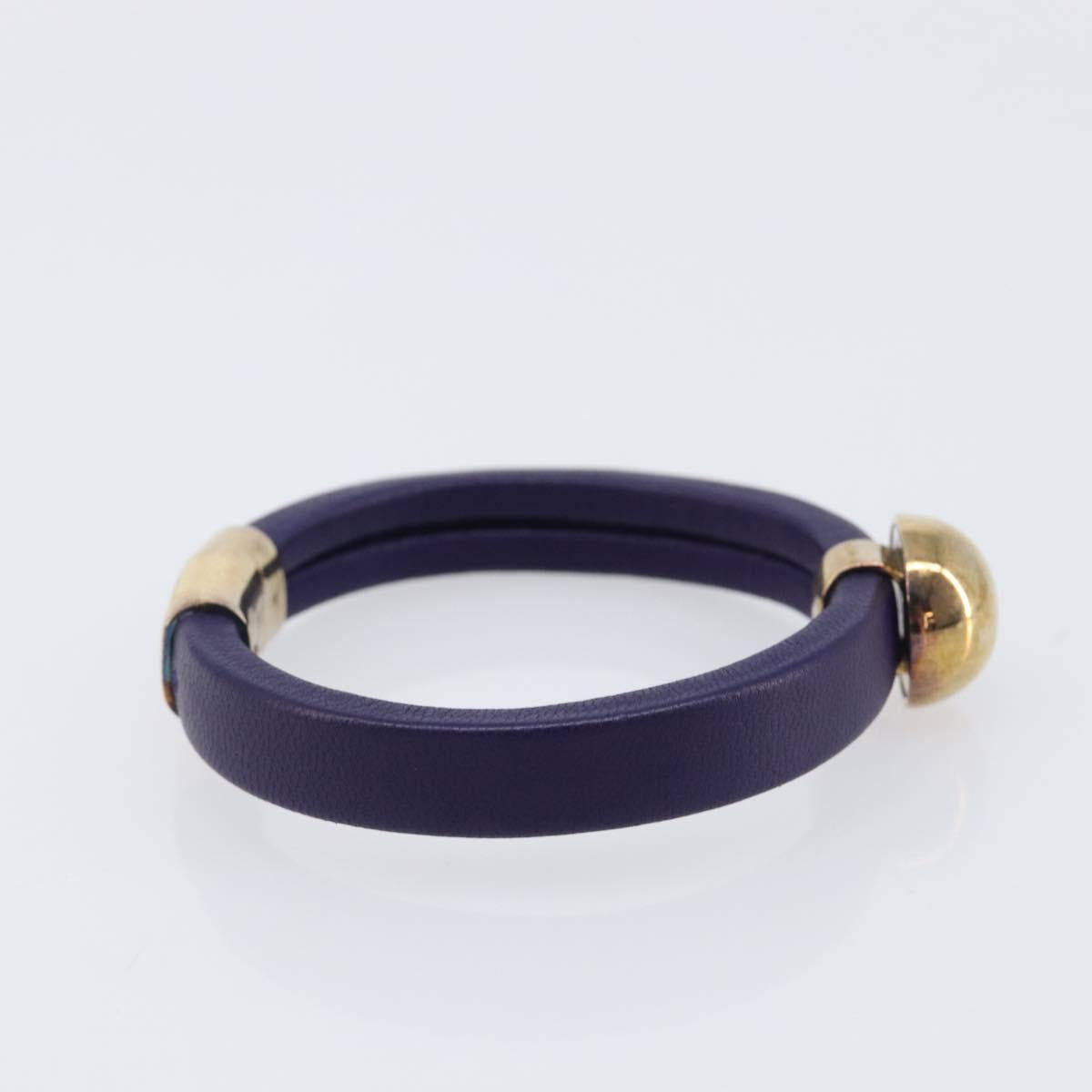 Bottega Veneta Bracelet Leather Purple Gold Auth 210678M