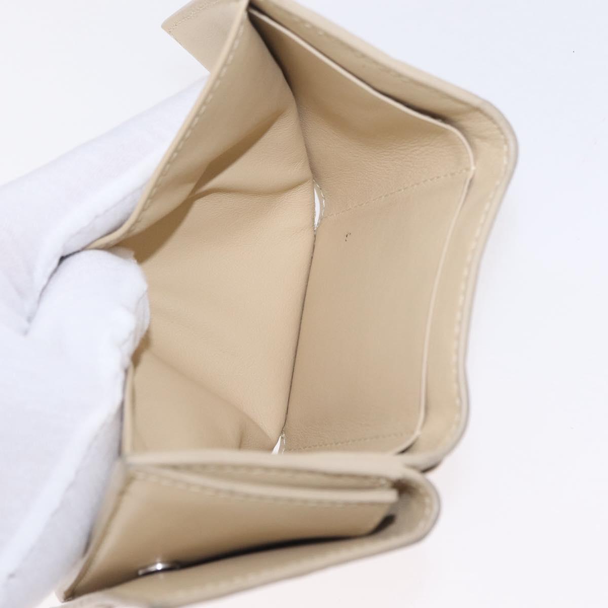 Bottega Veneta INTRECCIATO Wallet Leather Ivory Silver Auth 210680A