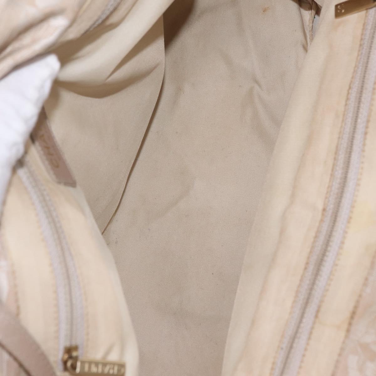 CHANEL New Travel Line Tote Bag Canvas Beige Gold CC Auth 210686A