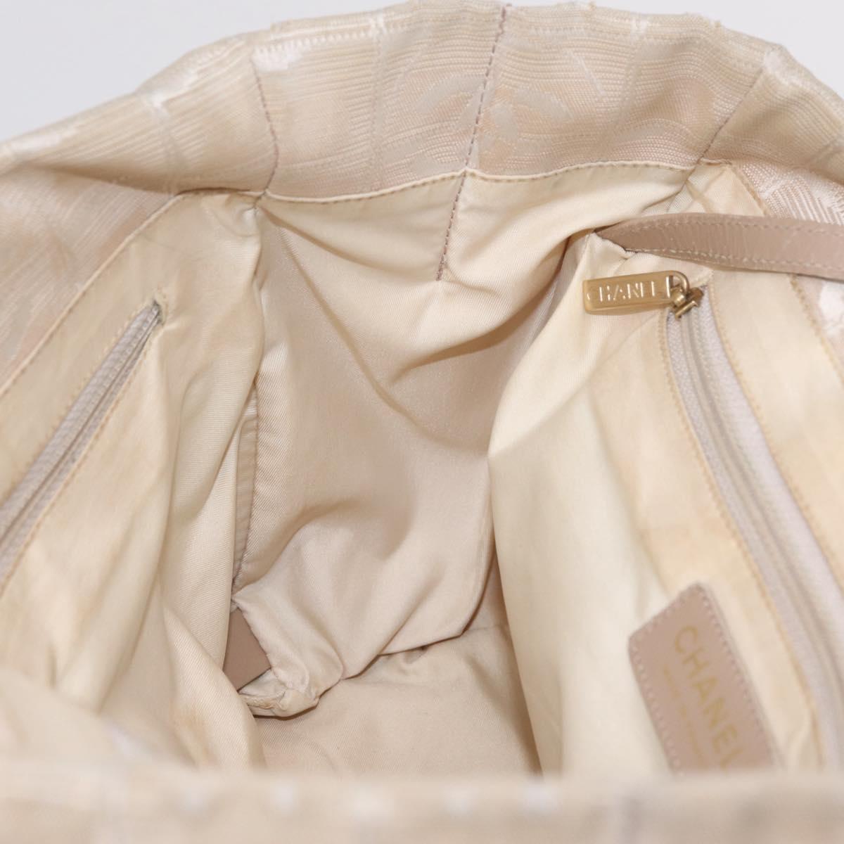 CHANEL New Travel Line Tote Bag Canvas Beige Gold CC Auth 210686A