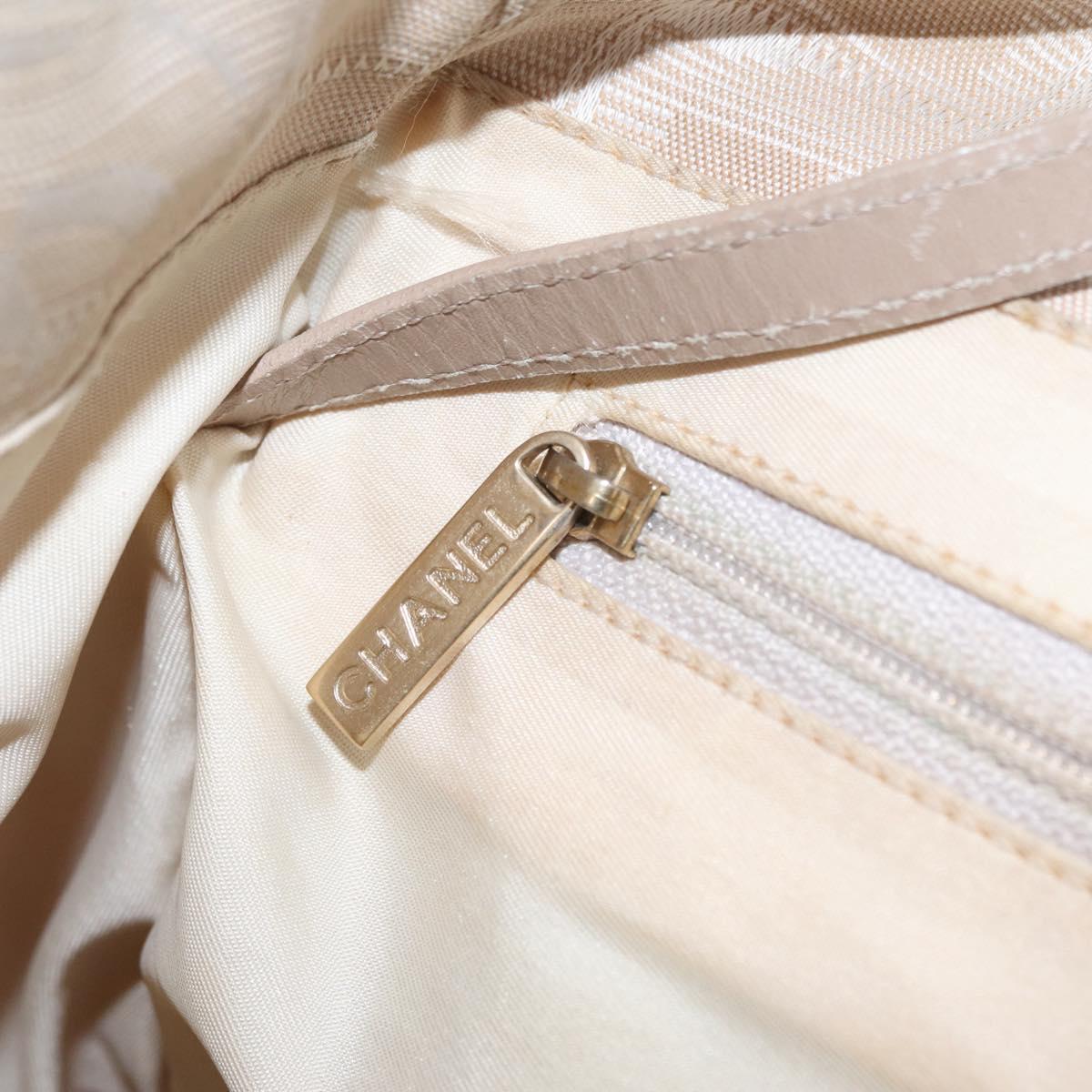 CHANEL New Travel Line Tote Bag Canvas Beige Gold CC Auth 210686A