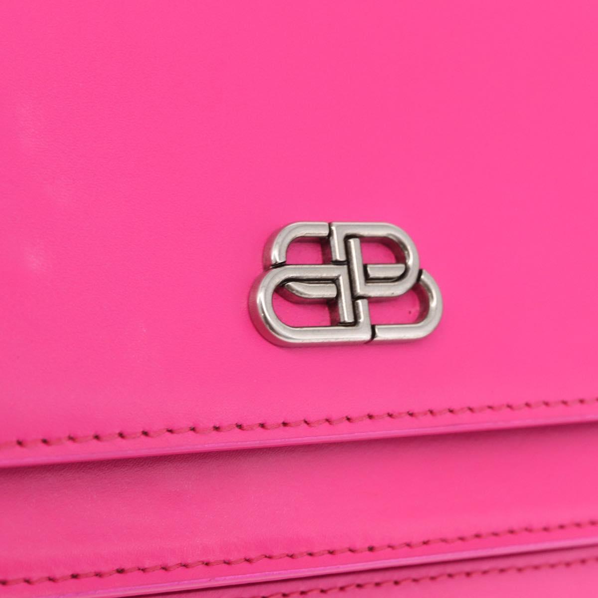 Balenciaga Sharp Shoulder Bag Leather Pink Silver 594988 Auth 210691M