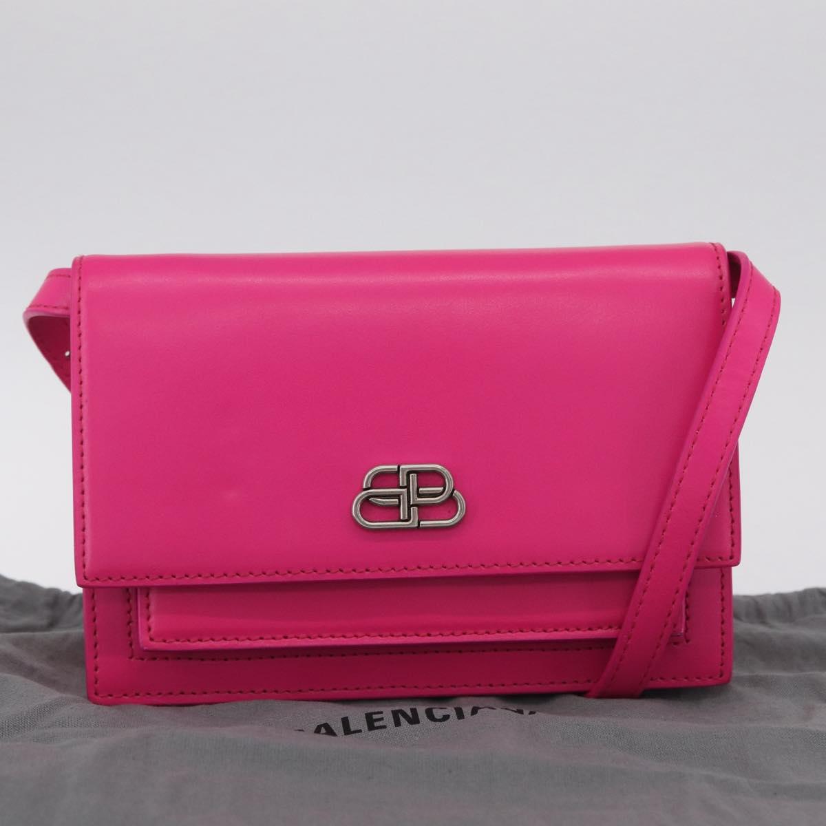 Balenciaga Sharp Shoulder Bag Leather Pink Silver 594988 Auth 210691M