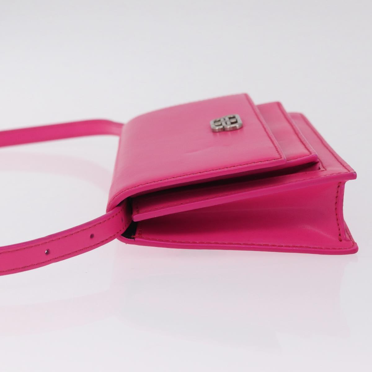 Balenciaga Sharp Shoulder Bag Leather Pink Silver 594988 Auth 210691M
