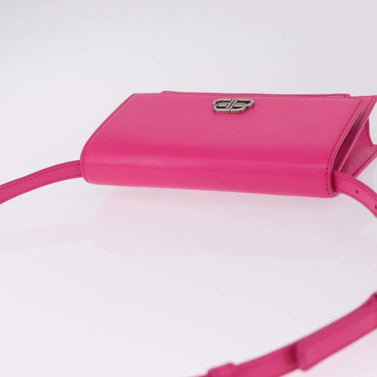 Balenciaga Sharp Shoulder Bag Leather Pink Silver 594988 Auth 210691M