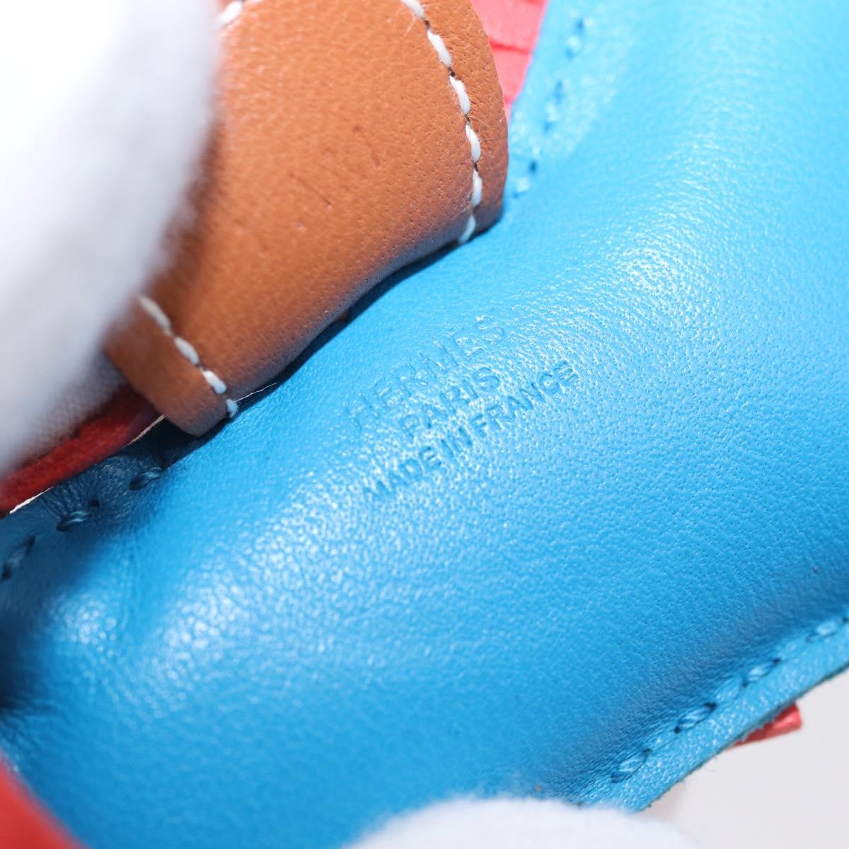 HERMES Rodeo PM Bag Charm Leather Blue Auth 210694M