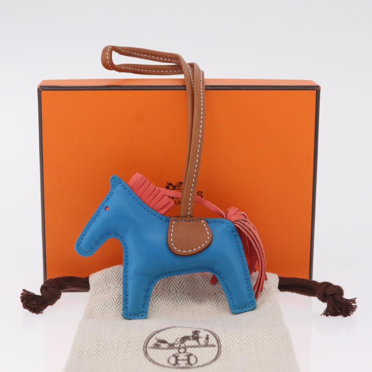HERMES Rodeo PM Bag Charm Leather Blue Auth 210694M