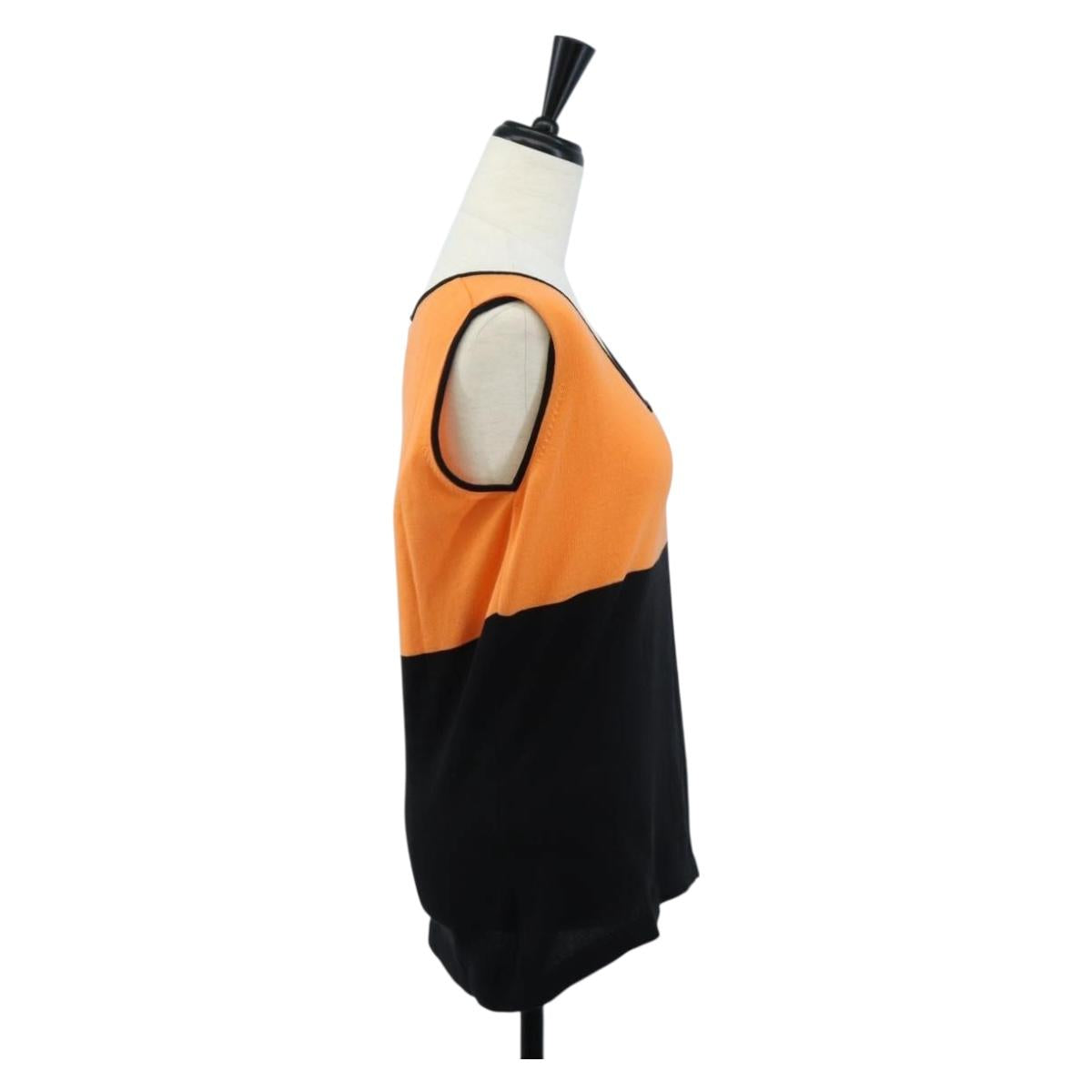 Salvatore Ferragamo Sweater Cotton M Orange Black Auth 210702A