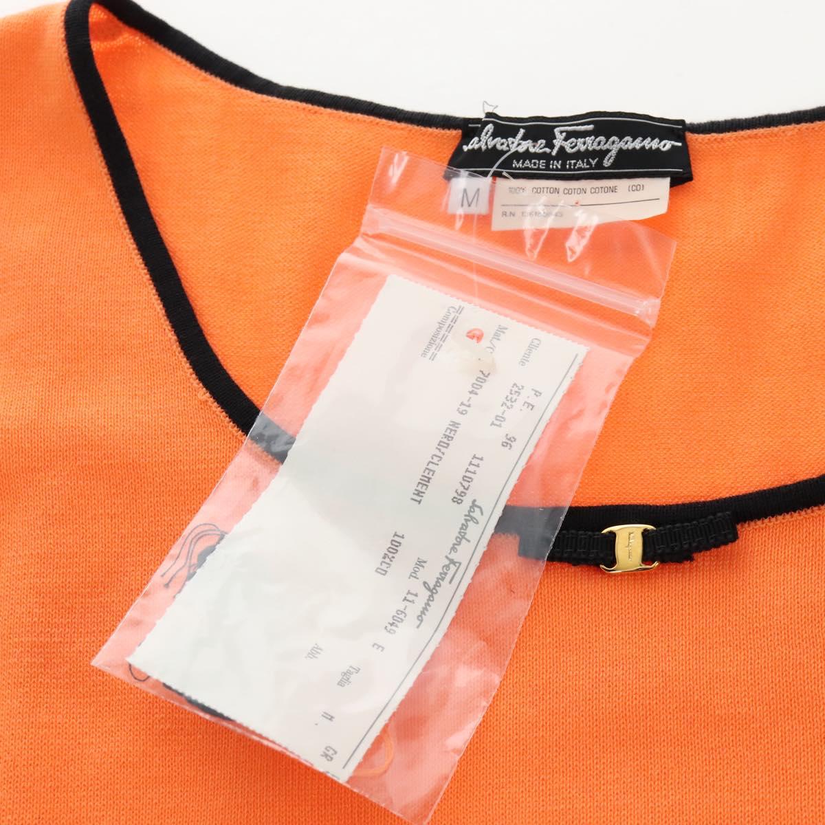 Salvatore Ferragamo Sweater Cotton M Orange Black Auth 210702A