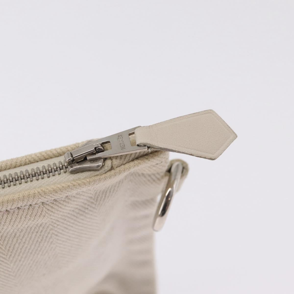 HERMES Pouch Canvas Ivory Silver Auth 210704