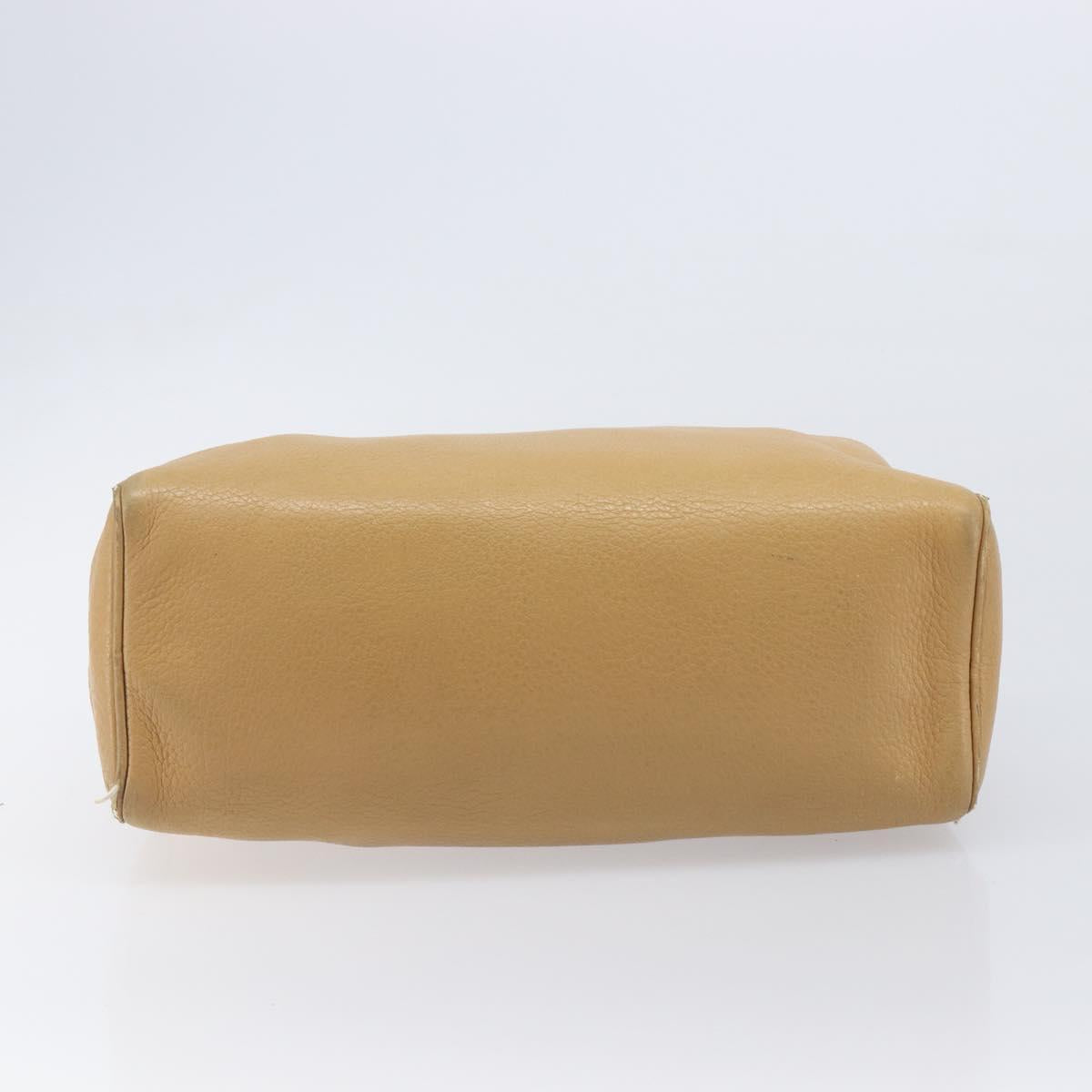 PRADA Hand Bag Leather Beige Gold Auth 210708