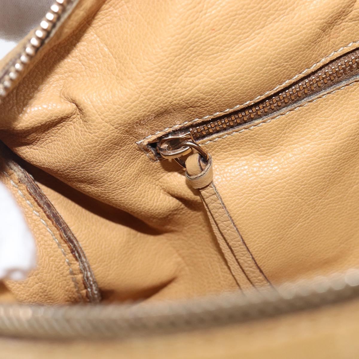 PRADA Hand Bag Leather Beige Gold Auth 210708