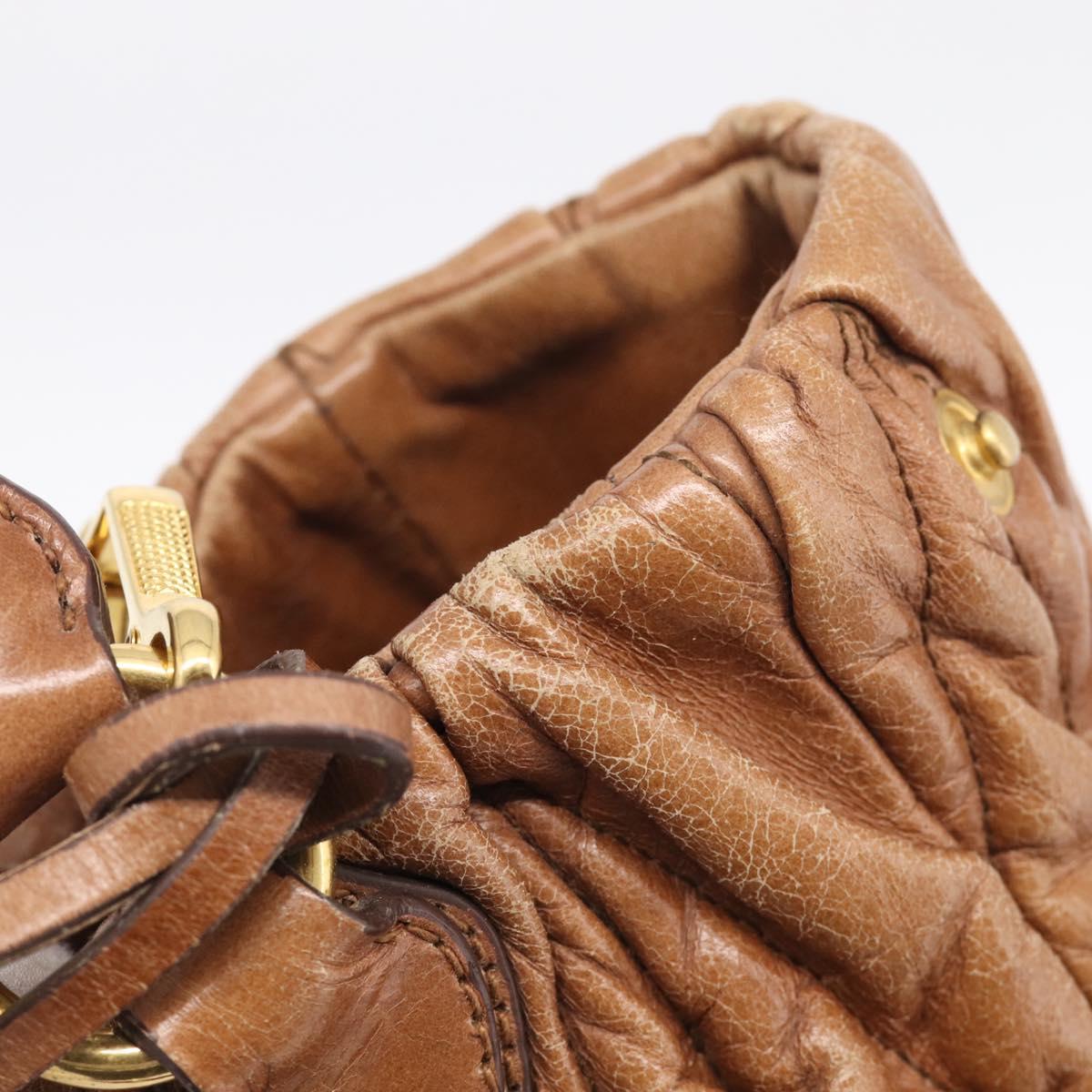 Miu Miu Matelasse Hand Bag Vitellolux 2way Brown Gold Auth 210718V