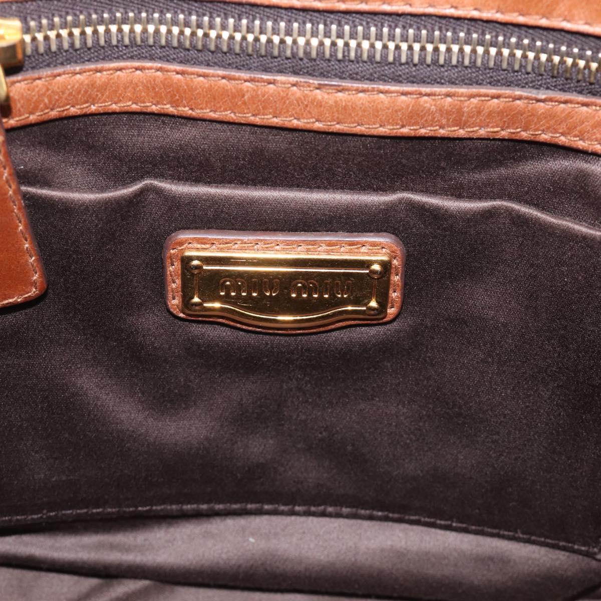 Miu Miu Matelasse Hand Bag Vitellolux 2way Brown Gold Auth 210718V