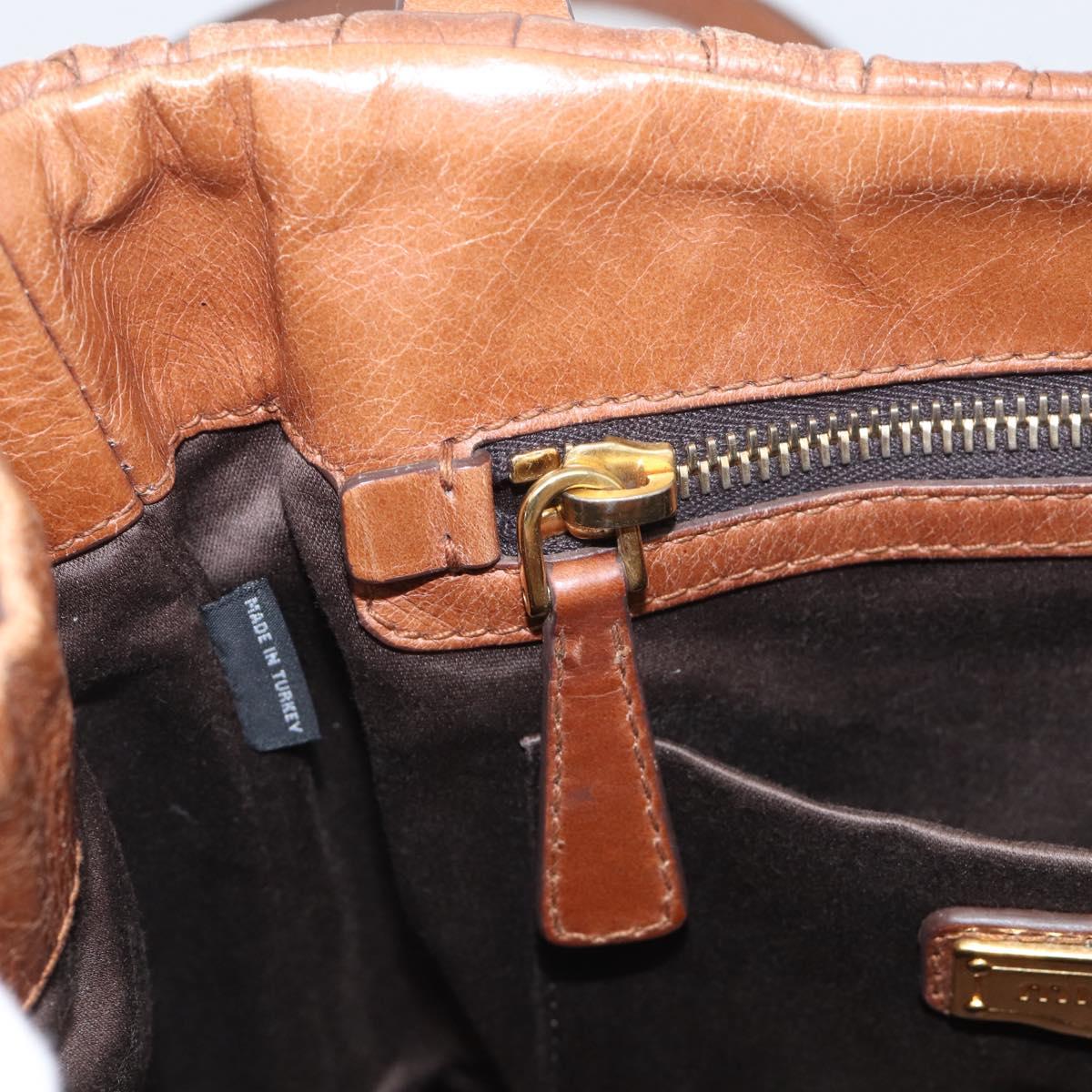 Miu Miu Matelasse Hand Bag Vitellolux 2way Brown Gold Auth 210718V